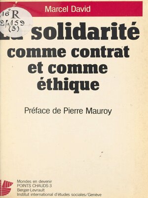 cover image of La Solidarité comme contrat et comme éthique